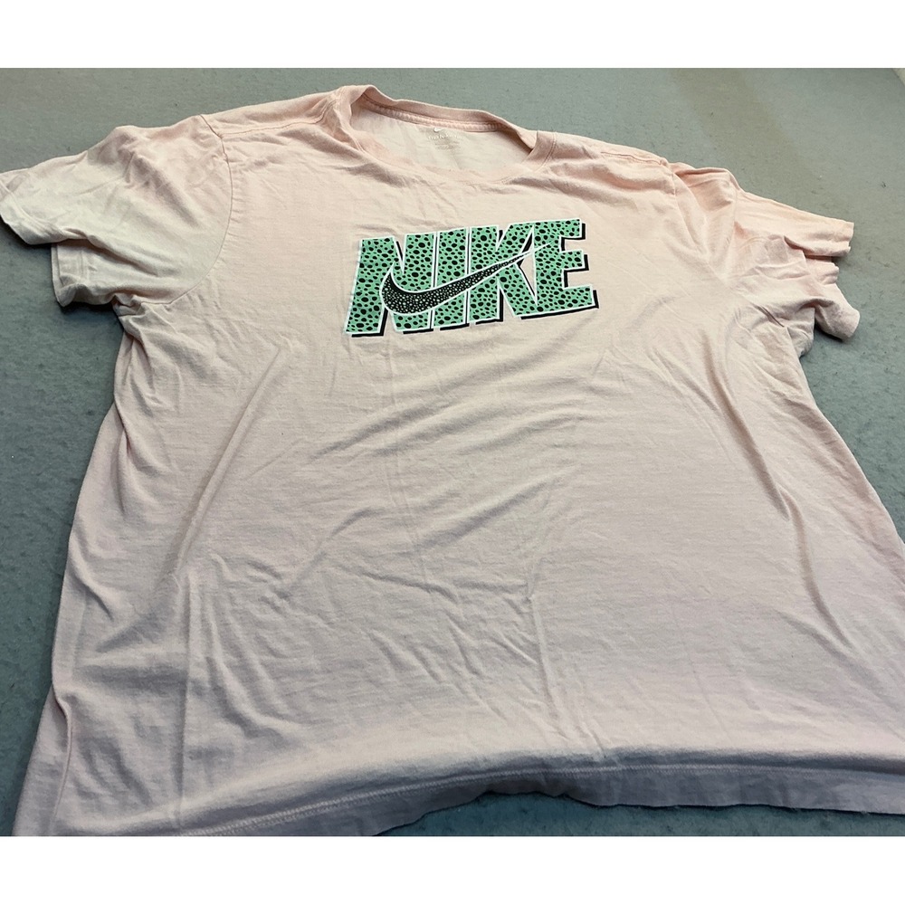 Nike T-Shirt Pink Green Animal Print Logo Graphic Tee XXL Sporty Casual